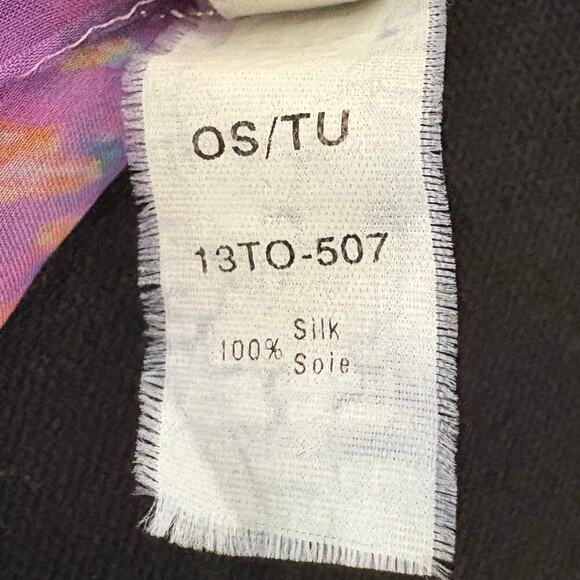 VTG GOTTEX Silk Scarf Wrap Watercolor 52"x70" Vibrant Retro 70s Artsy Hippie - Picture 5 of 8